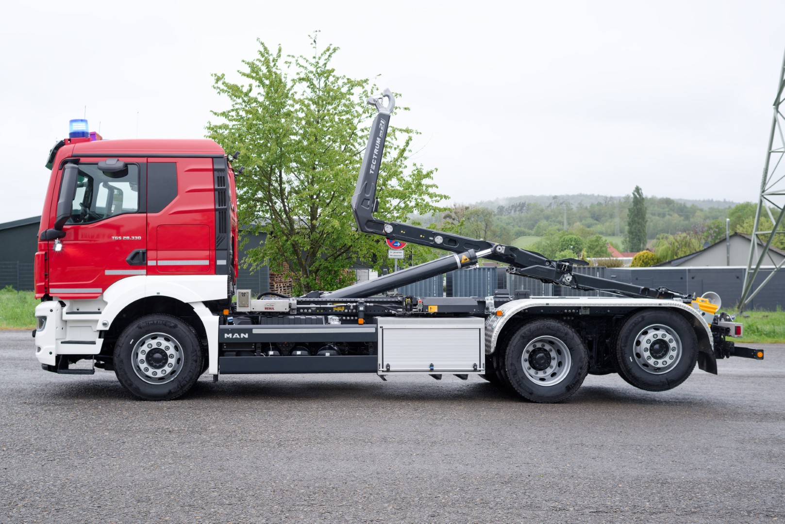 Werkfeuerwehr InfraTec Duisburg GmbH MEINDL Fahrzeugbau Feuerwehrfahrzeug MAN TGS  LKW Wechsellader WLF, Abrollkipper Meiller RS21.65 Hänsch