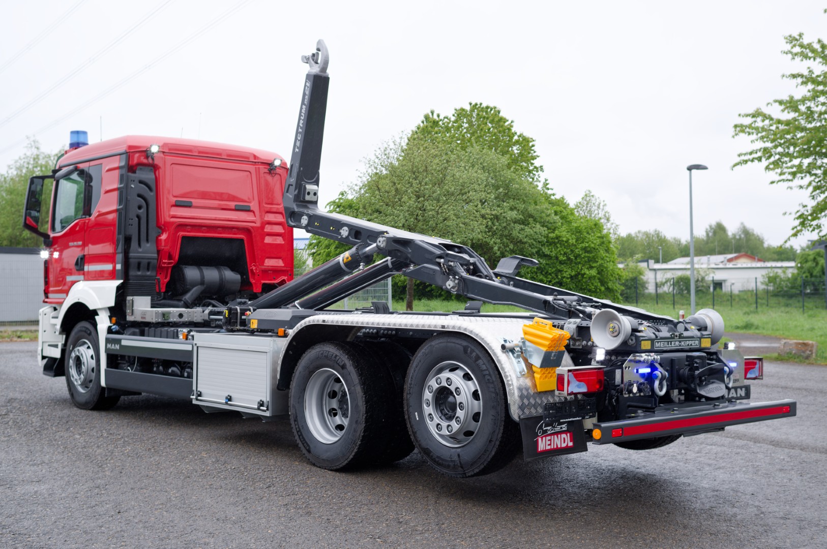 Werkfeuerwehr InfraTec Duisburg GmbH MEINDL Fahrzeugbau Feuerwehrfahrzeug MAN TGS  LKW Wechsellader WLF, Abrollkipper Meiller RS21.65 Hänsch