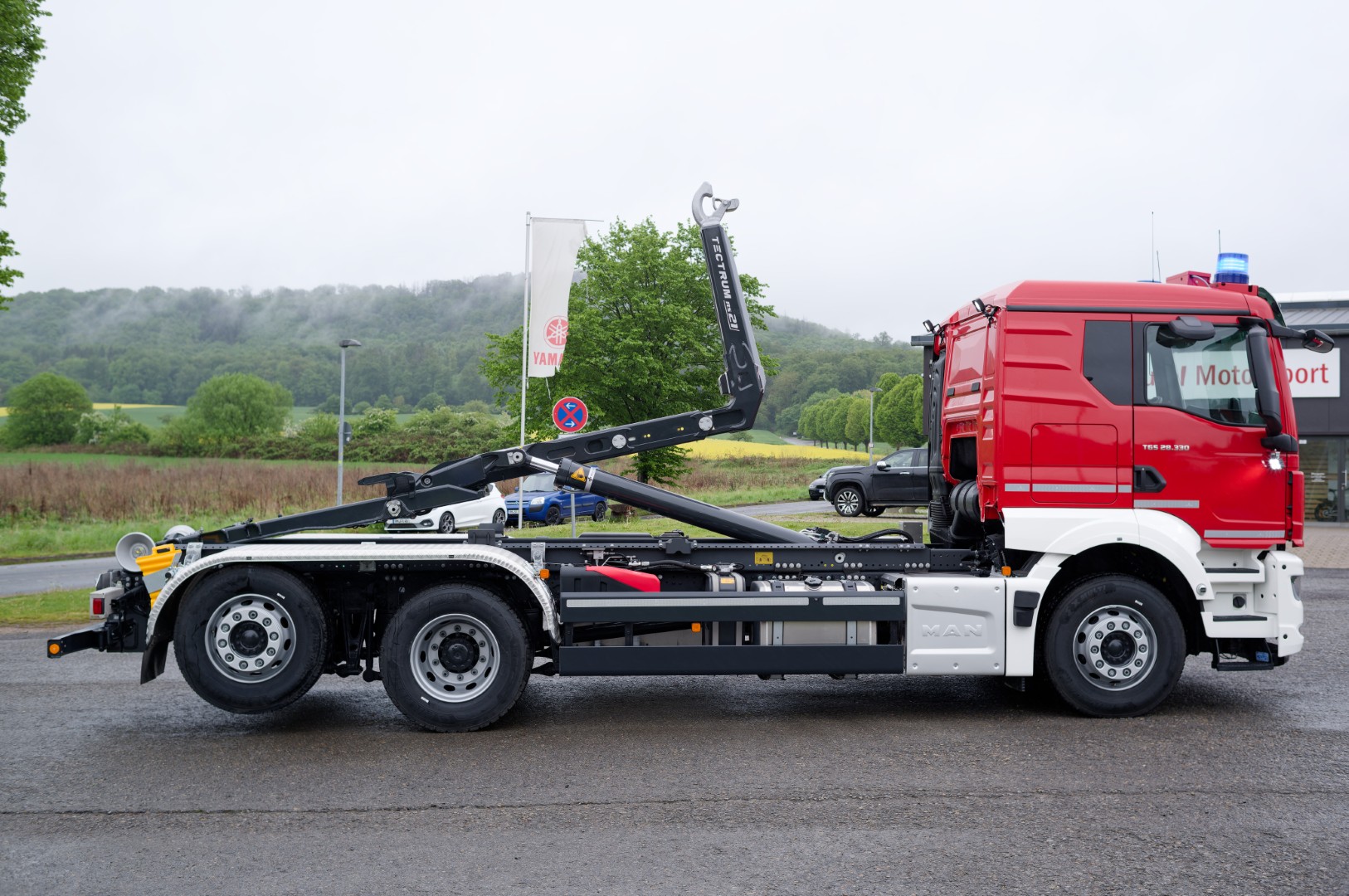 Werkfeuerwehr InfraTec Duisburg GmbH MEINDL Fahrzeugbau Feuerwehrfahrzeug MAN TGS  LKW Wechsellader WLF, Abrollkipper Meiller RS21.65 Hänsch