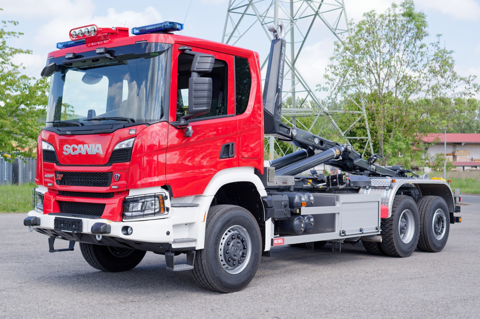 SCANIA Feuerwehrfahrzeug LKW Wechsellader WLF 26/6900, Feuerwehr Oelde Abrollkipper Meiller MEINDL Fahrzeugbau