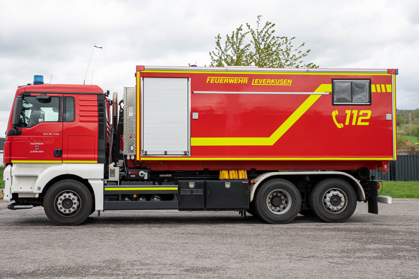 Abrollbehälter Besprechung Feuerwehr Leverkusen AB-Besprechung Meindl Behälter Ausziehtreppe Victron