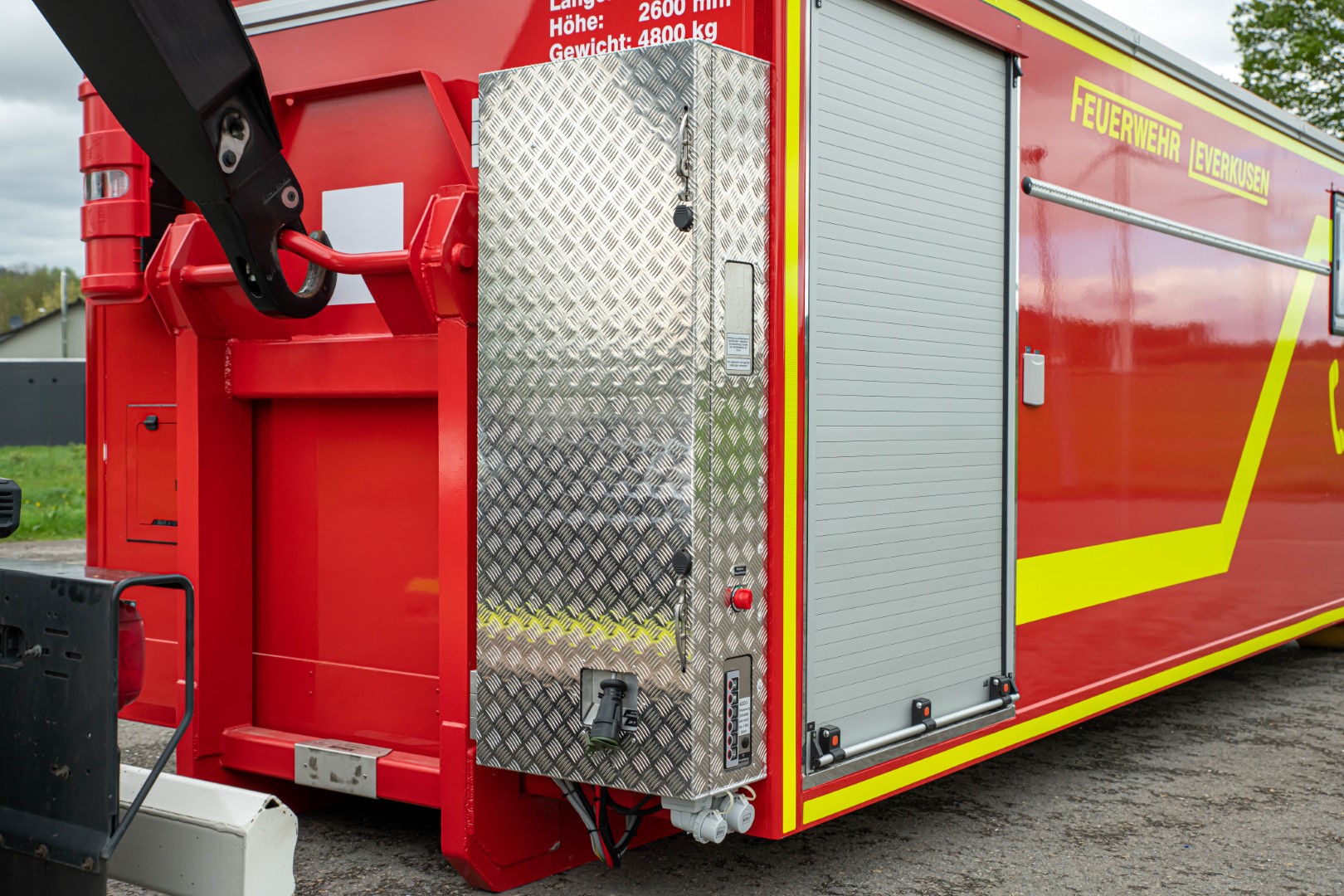 Abrollbehälter Besprechung Feuerwehr Leverkusen AB-Besprechung Meindl Behälter Ausziehtreppe Victron